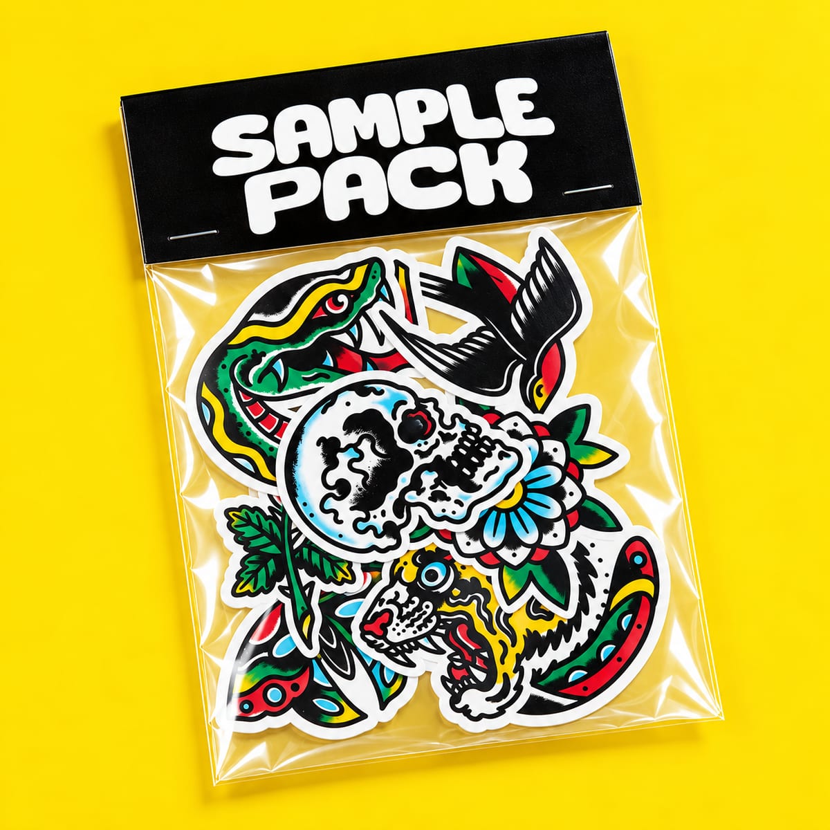 Stickerpack sample pack of retro tattoo stickers